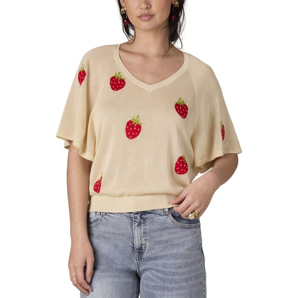 Wit & Wisdom Womens  Bat Wing V-Neck Jacquard Top